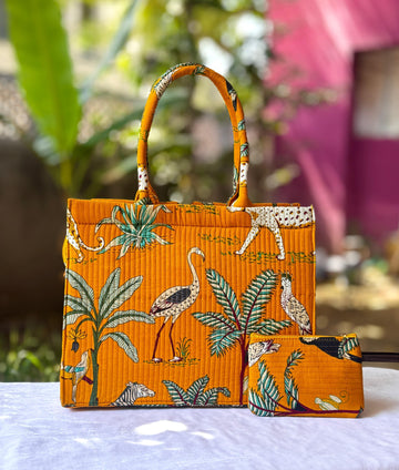 Orange Forest Handblock Handbag
