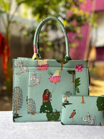 Signature Gulabi Kamal Handblock Handbag
