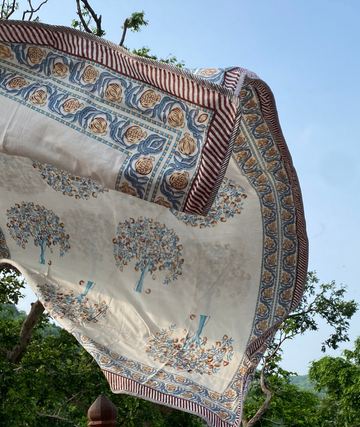 Gulabi Kamal handlook reversible dohar quilt collection banner, hand block printed cotton quilts, Sanganer Jaipur artisan craft