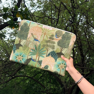 Rain Forest Artistic Handblock Laptop Sleeve