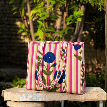Bliss Flora Quilted Tote Bag - 100% Cotton