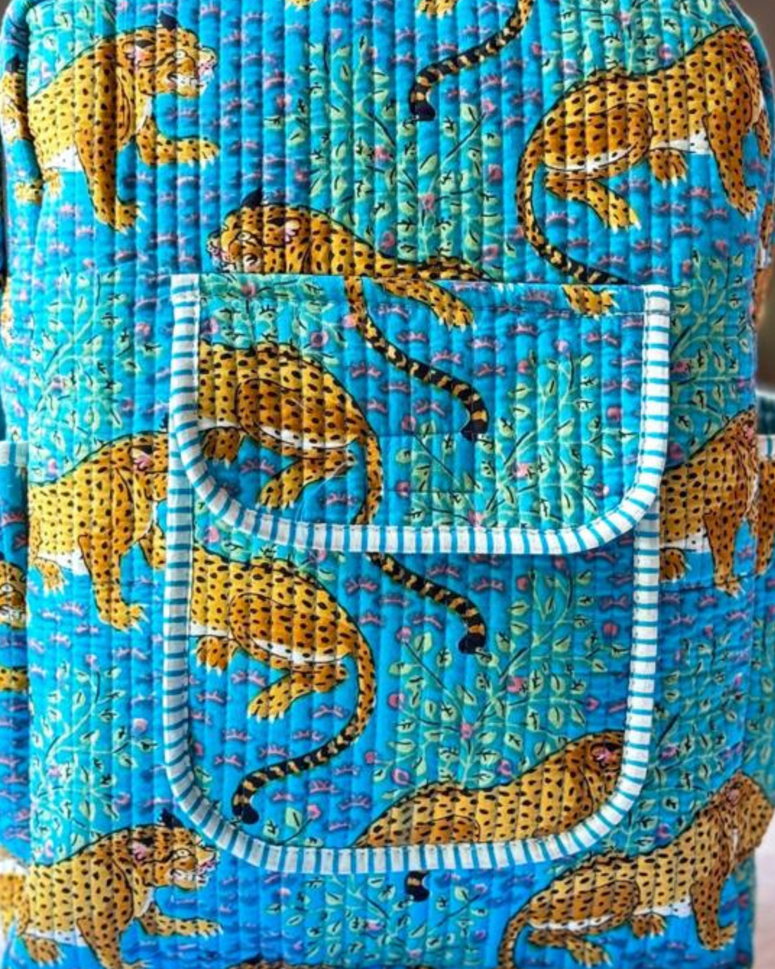 Blue Tiger Hand Block Backpack