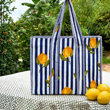 Lemonade Quilted Tote Bag - 100% Cotton