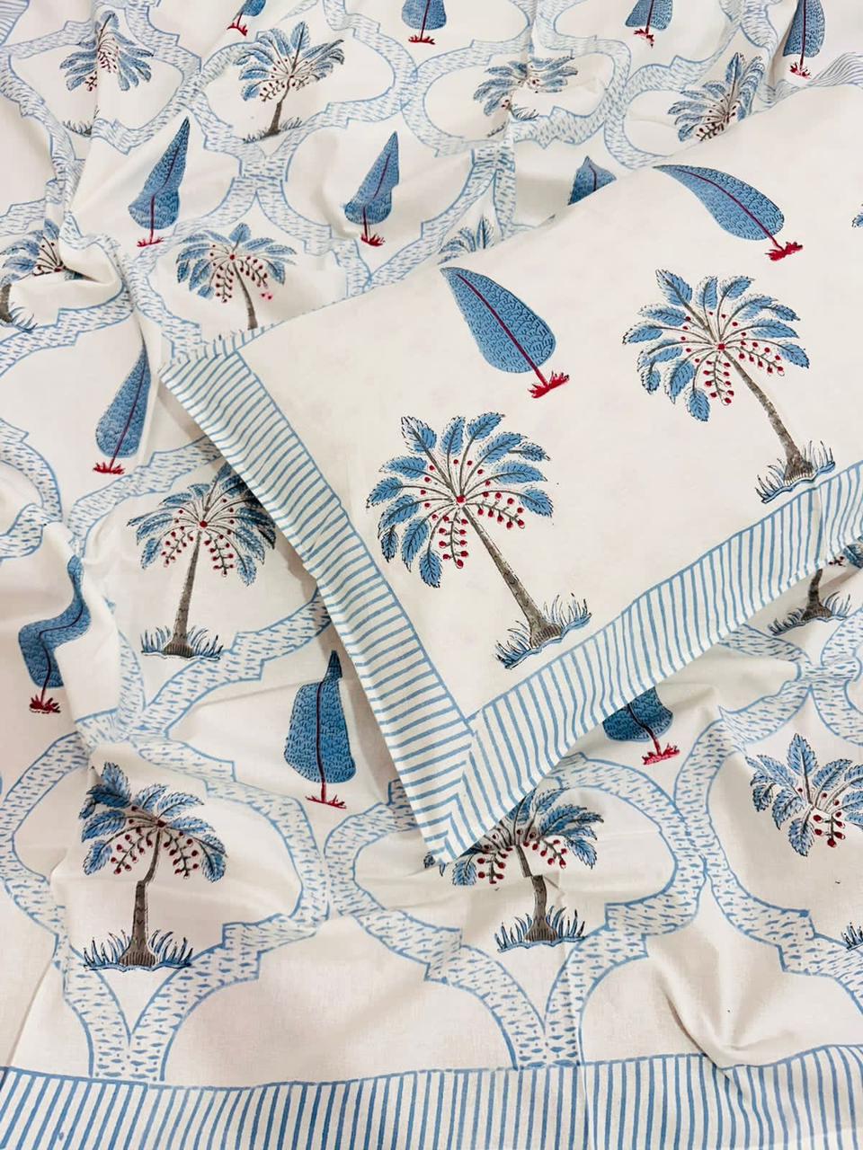 Blue Palm : Handblock Bedding