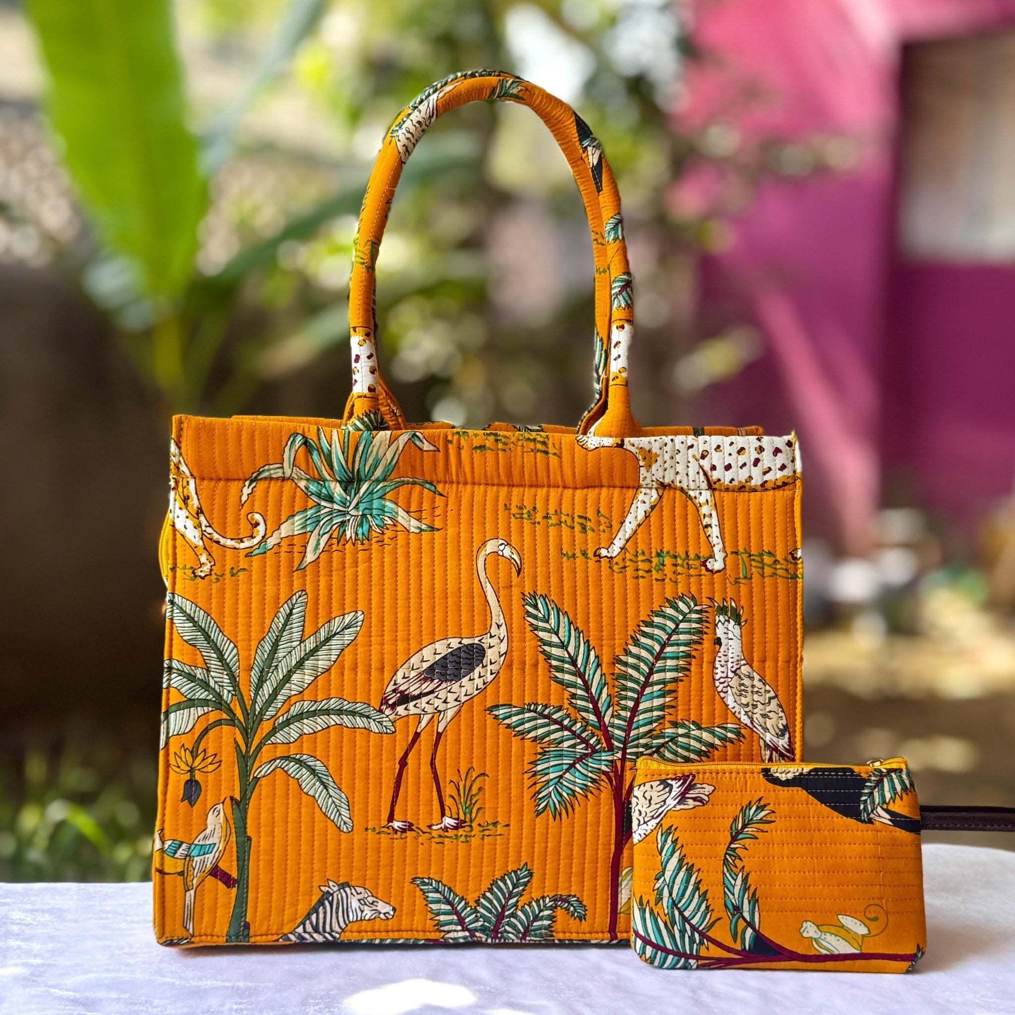 Orange Forest Handblock Handbag