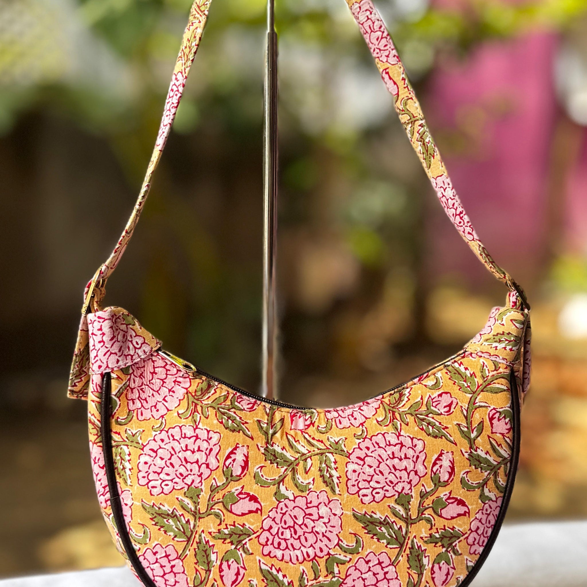 Flora Yellow Handblock Handbag