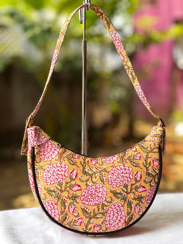 Flora Yellow Handblock Handbag