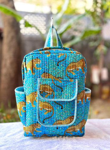 Blue Tiger Hand Block Backpack