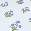 Blue Flora - Handblock Bedding hand block printed cotton bedding set styled view showing full set