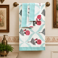 Blush Bloom Handblock Premium Bath Towel Set ( Towel + 2 Hand Towels ) hand block printed premium cotton bath towel set styled view showing full set
