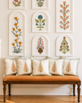 Cypress Craft - Handblock Textured Cushion Set of 5 hand block printed cotton cushion cover set styled view showing full set