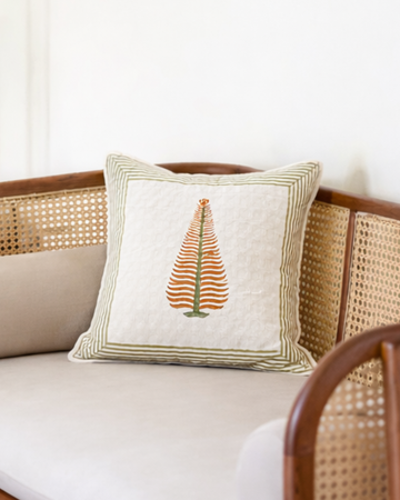 Cypress Craft - Handblock Textured Cushion Set of 5, hand block printed cotton cushion cover set, main product image, Sanganer Jaipur artisan craft
