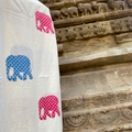 Dancing Elephants - Handblock Bedding hand block printed cotton bedding set close-up detail, hand block print pattern
