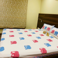 Dancing Elephants - Handblock Bedding hand block printed cotton bedding set close-up detail, hand block print pattern