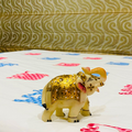 Dancing Elephants - Handblock Bedding hand block printed cotton bedding set close-up detail, hand block print pattern