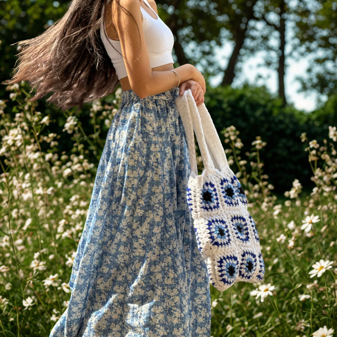 Evil Eye - GrandMa Handmade Crochet Bag, handmade crochet bag, main product image, Sanganer Jaipur artisan craft