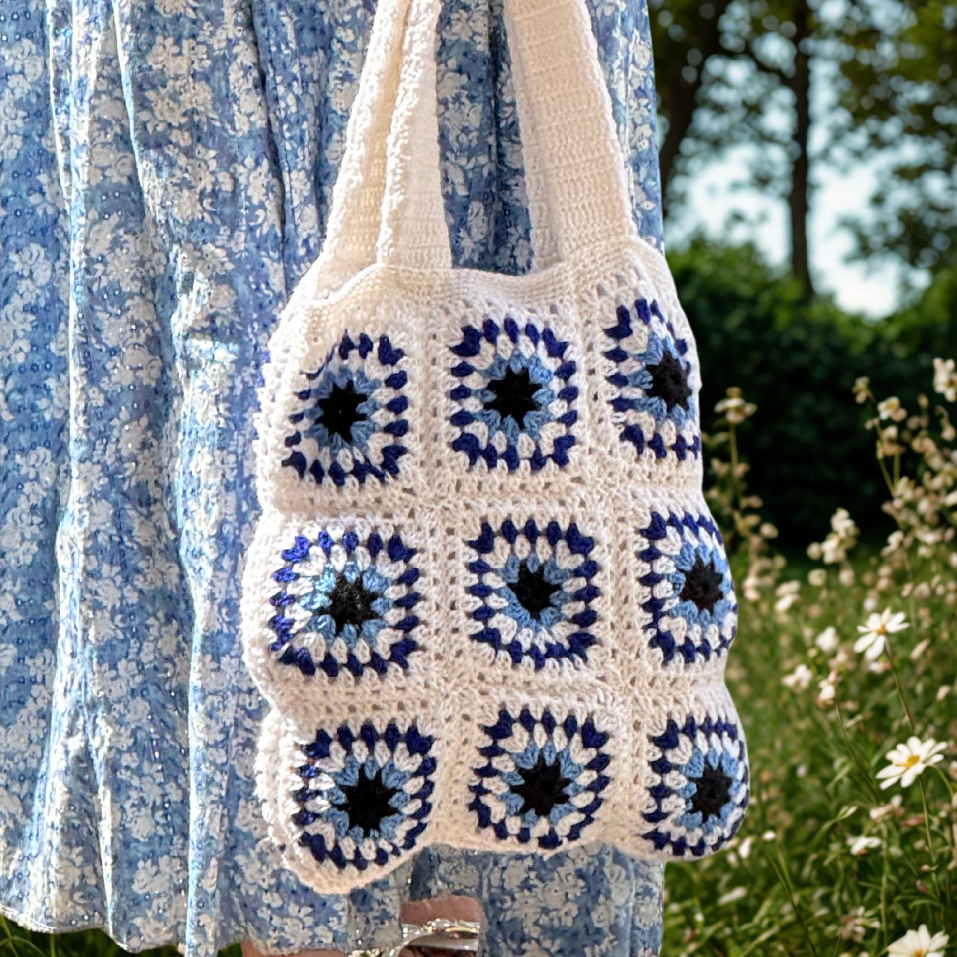 Evil Eye - GrandMa Handmade Crochet Bag handmade crochet bag close-up detail, print pattern