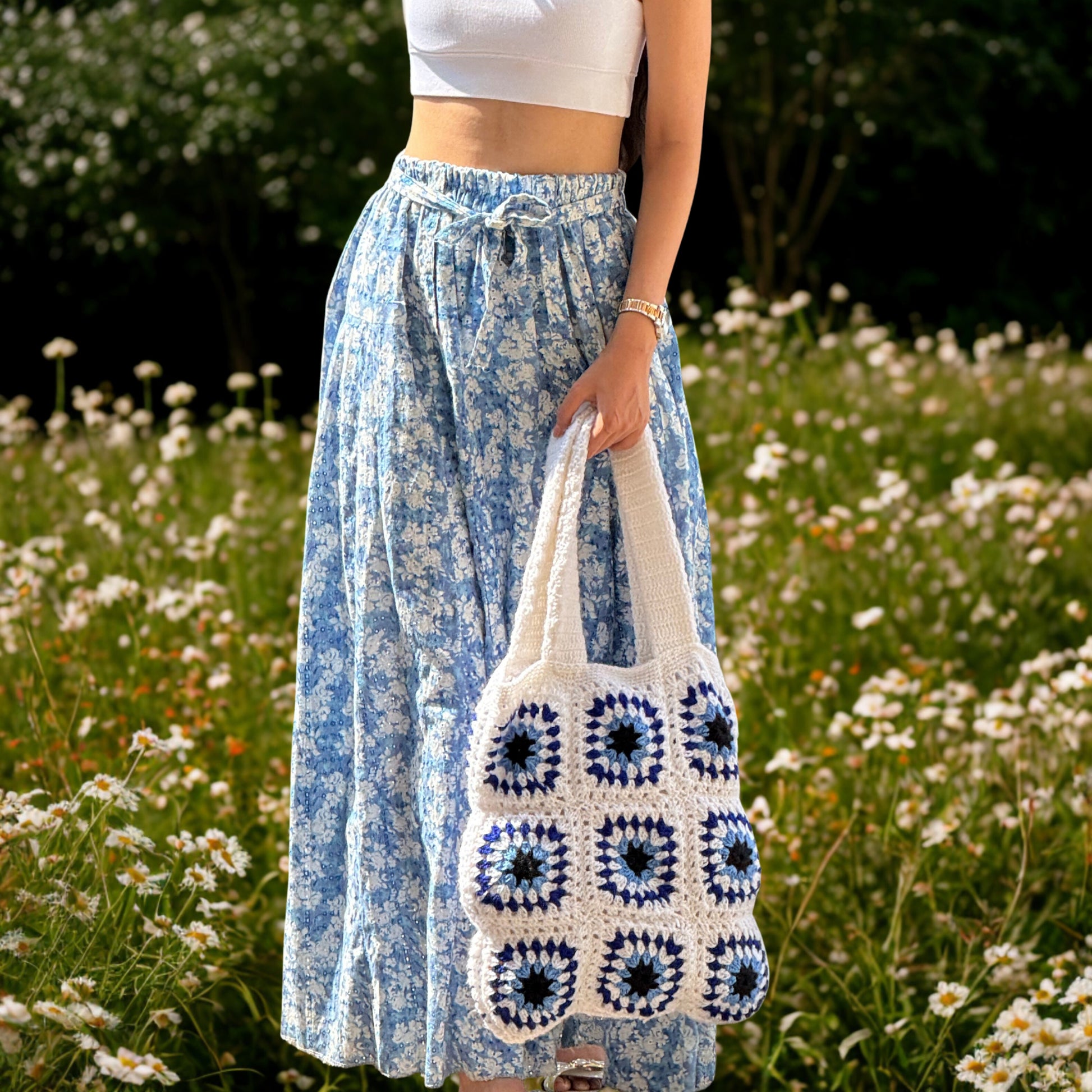 Evil Eye - GrandMa Handmade Crochet Bag handmade crochet bag close-up detail, print pattern
