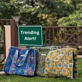 Gardenia Lush Quilted Tote Bag - 100% Cotton hand block printed quilted cotton tote bag styled view showing full set