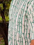 Green Bamboo Premium Hand Block Shirt hand block printed cotton shirt close-up detail, print pattern
