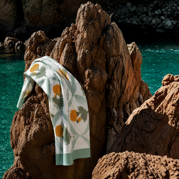 Grey Garden Handblock Premium Bath Towel Set hand block printed premium cotton bath towel set close-up detail
