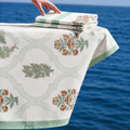 Grey Garden Handblock Premium Bath Towel Set ( Towel + 2 Hand Towels ), hand block printed premium cotton bath towel set, main product image, Sanganer Jaipur artisan craft