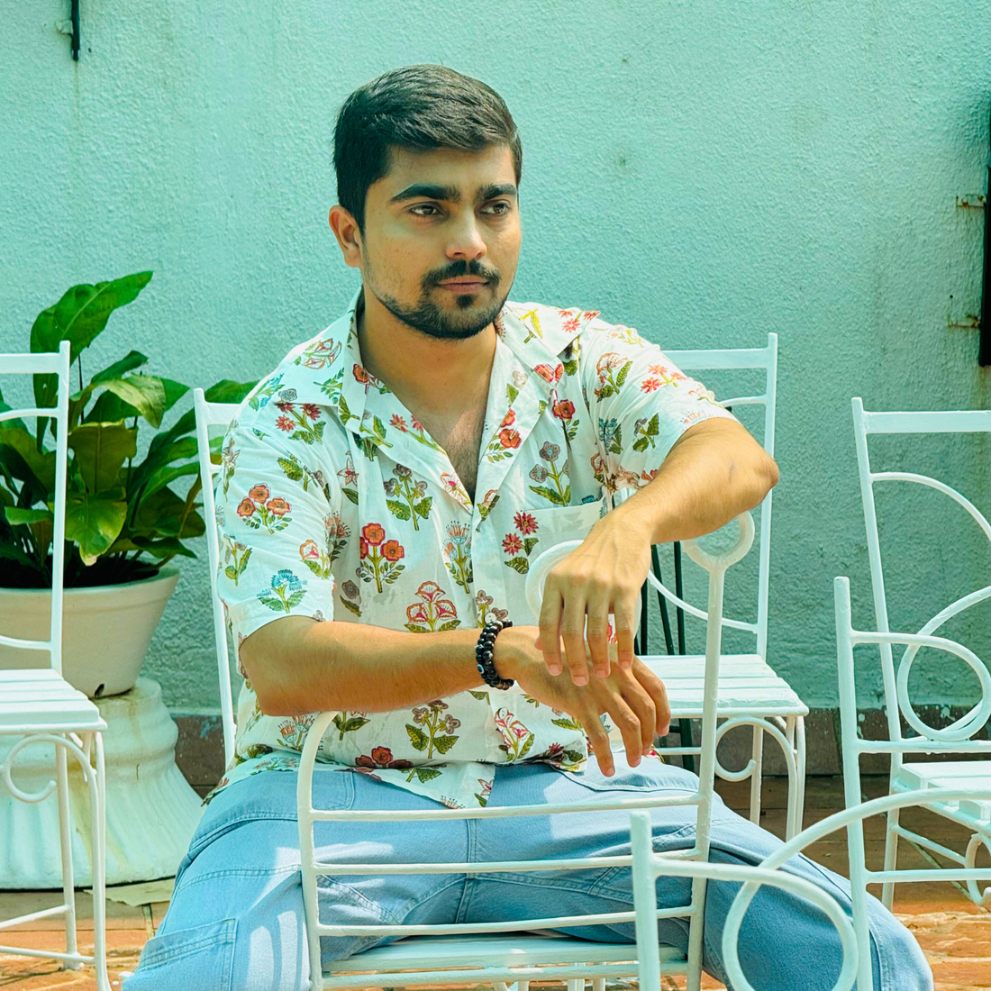 Lush Premium Hand Block Shirt, hand block printed cotton shirt, main product image, Sanganer Jaipur artisan craft