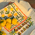 Marigold HandPainted Aesthetic Tote Bag hand painted cotton tote bag styled view showing full set