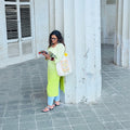 Marigold HandPainted Aesthetic Tote Bag, hand painted cotton tote bag, main product image, Sanganer Jaipur artisan craft