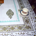 Motif Life Handlook Cotton Mat + Runner 7 Pcs Set hand block printed cotton table mat and runner set close-up detail, hand block print pattern