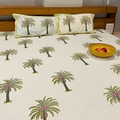 Palm Vacation - Handblock Bedding hand block printed cotton bedding set close-up detail, hand block print pattern