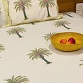 Palm Vacation - Handblock Bedding hand block printed cotton bedding set close-up detail, hand block print pattern