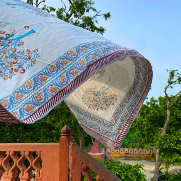 Pomo Sky - Handlook Reversible Soft Quilts ( Dohar ), hand block printed reversible cotton quilt (dohar), main product image, Sanganer Jaipur artisan craft