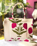 Red Poppy Handbag, hand block printed handbag, main product image, Sanganer Jaipur artisan craft