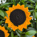 Sunflower Crochet Coasters handmade crochet coaster set close-up detail, print pattern