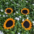 Sunflower Crochet Coasters handmade crochet coaster set close-up detail, print pattern