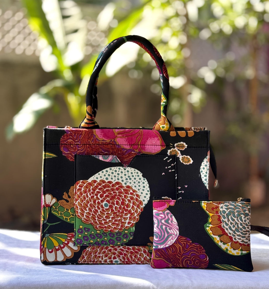 Universe Handblock Handbag, hand block printed handbag, main product image, Sanganer Jaipur artisan craft