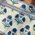 White Bloom Quilted Side Sling Tote Bag - 100% Cotton hand block printed quilted side sling cotton tote bag close-up detail, print pattern