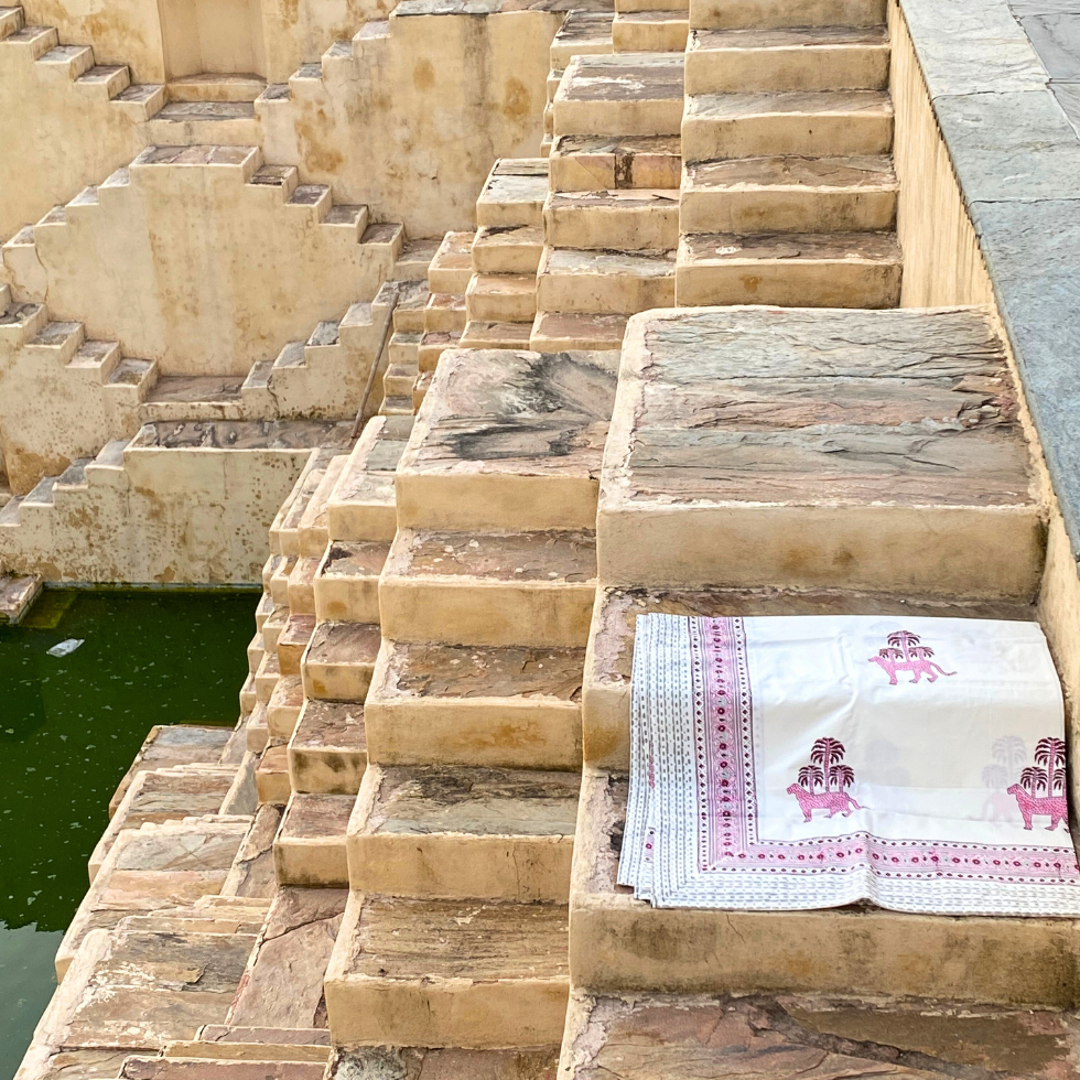 Wild Pink Panther Forest - Luxe Handblock Bedding, hand block printed cotton bedding set, main product image, Sanganer Jaipur artisan craft